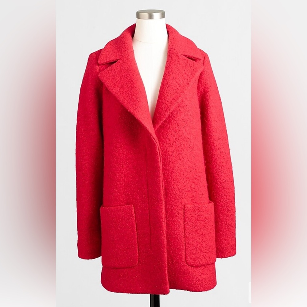J. Crew Factory Textured bouclé coat in Electric Red
